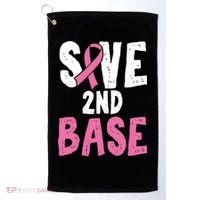Funny Breast Cancer Awareness Month Save Second 2nd Base Great Gift Golf Towel thumb 0