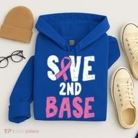 Funny Breast Cancer Awareness Month Save Second 2nd Base Great Gift Hoodie thumb 4