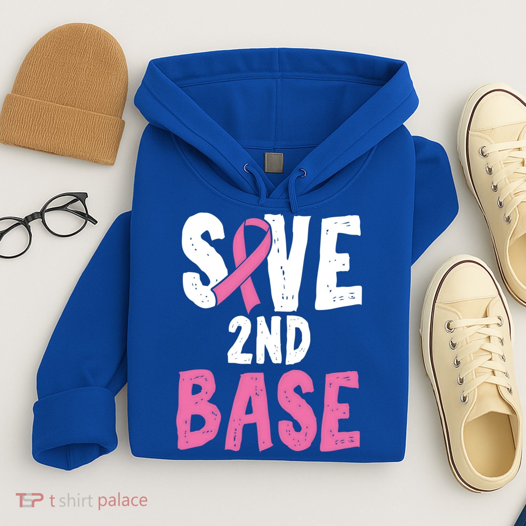 Funny Breast Cancer Awareness Month Save Second 2nd Base Great Gift Hoodie