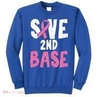 Funny Breast Cancer Awareness Month Save Second 2nd Base Great Gift Sweatshirt thumb 0