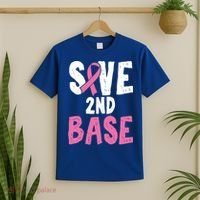 Funny Breast Cancer Awareness Month Save Second 2nd Base Great Gift T-Shirt thumb 2