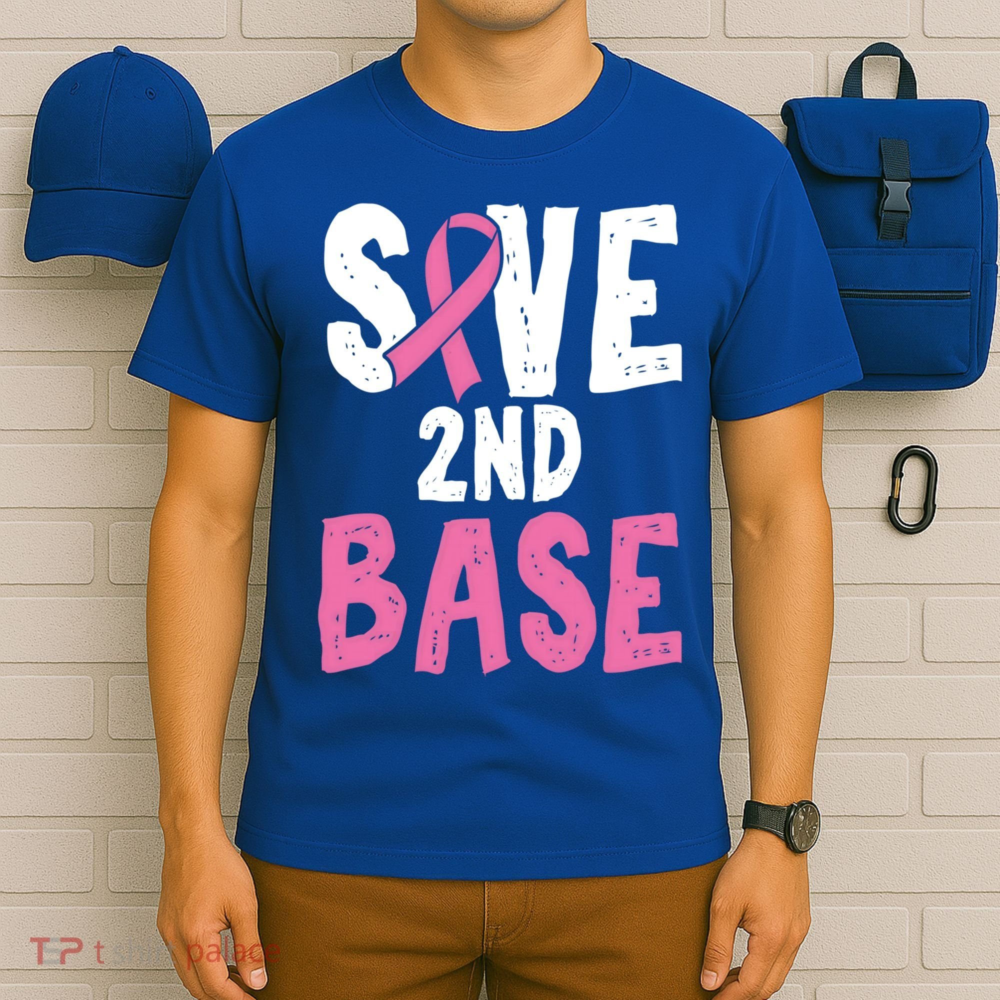 Funny Breast Cancer Awareness Month Save Second 2nd Base Great Gift T-Shirt