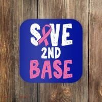 Funny Breast Cancer Awareness Month Save Second 2nd Base Great Gift Coaster thumb 0