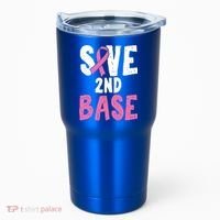 Funny Breast Cancer Awareness Month Save Second 2nd Base Great Gift Tumbler thumb 0