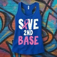 Funny Breast Cancer Awareness Month Save Second 2nd Base Great Gift Women's Tank Top thumb 3