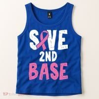 Funny Breast Cancer Awareness Month Save Second 2nd Base Great Gift Tank Top thumb 2