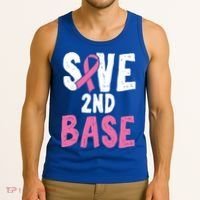 Funny Breast Cancer Awareness Month Save Second 2nd Base Great Gift Tank Top thumb 3