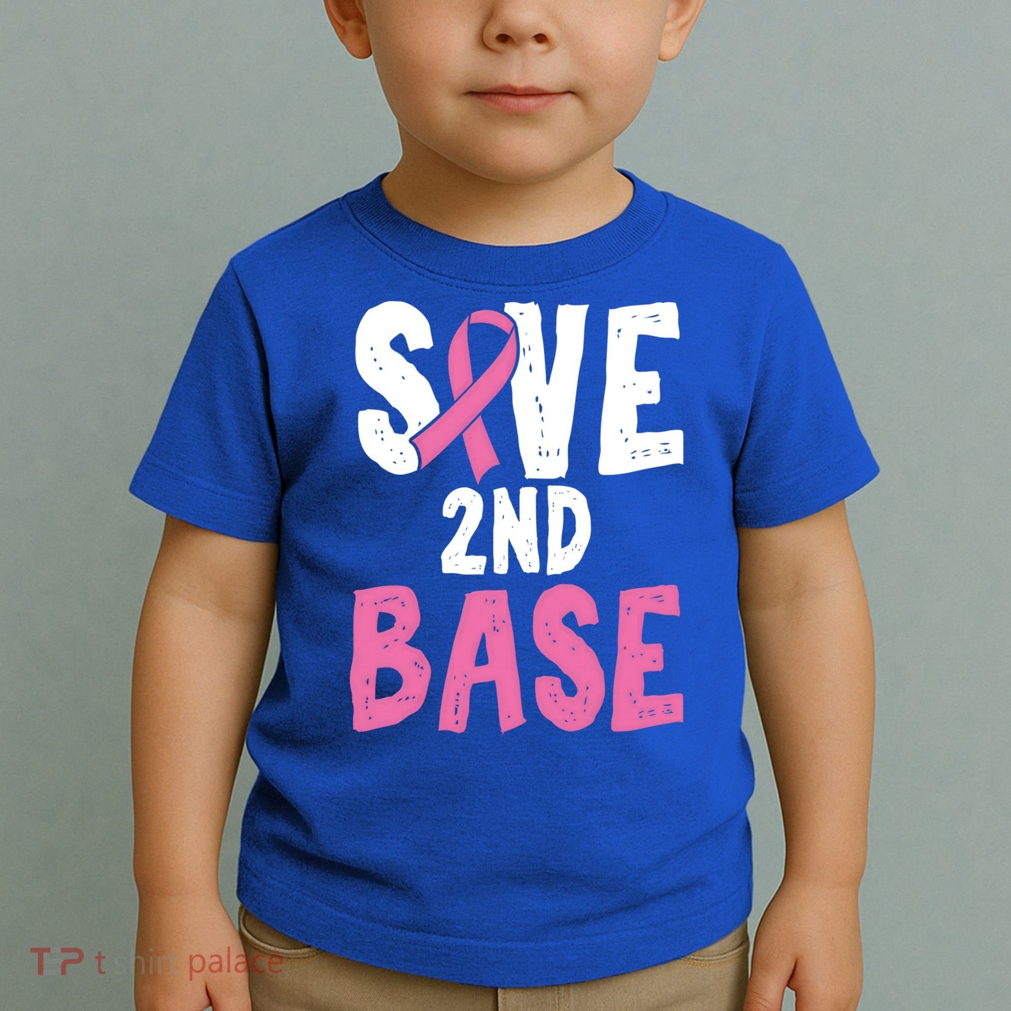 Funny Breast Cancer Awareness Month Save Second 2nd Base Great Gift Toddler T-Shirt