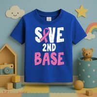 Funny Breast Cancer Awareness Month Save Second 2nd Base Great Gift Toddler T-Shirt thumb 3