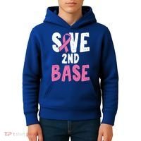 Funny Breast Cancer Awareness Month Save Second 2nd Base Great Gift Kids Hoodie thumb 4