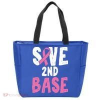 Funny Breast Cancer Awareness Month Save Second 2nd Base Great Gift Tote Bag thumb 0
