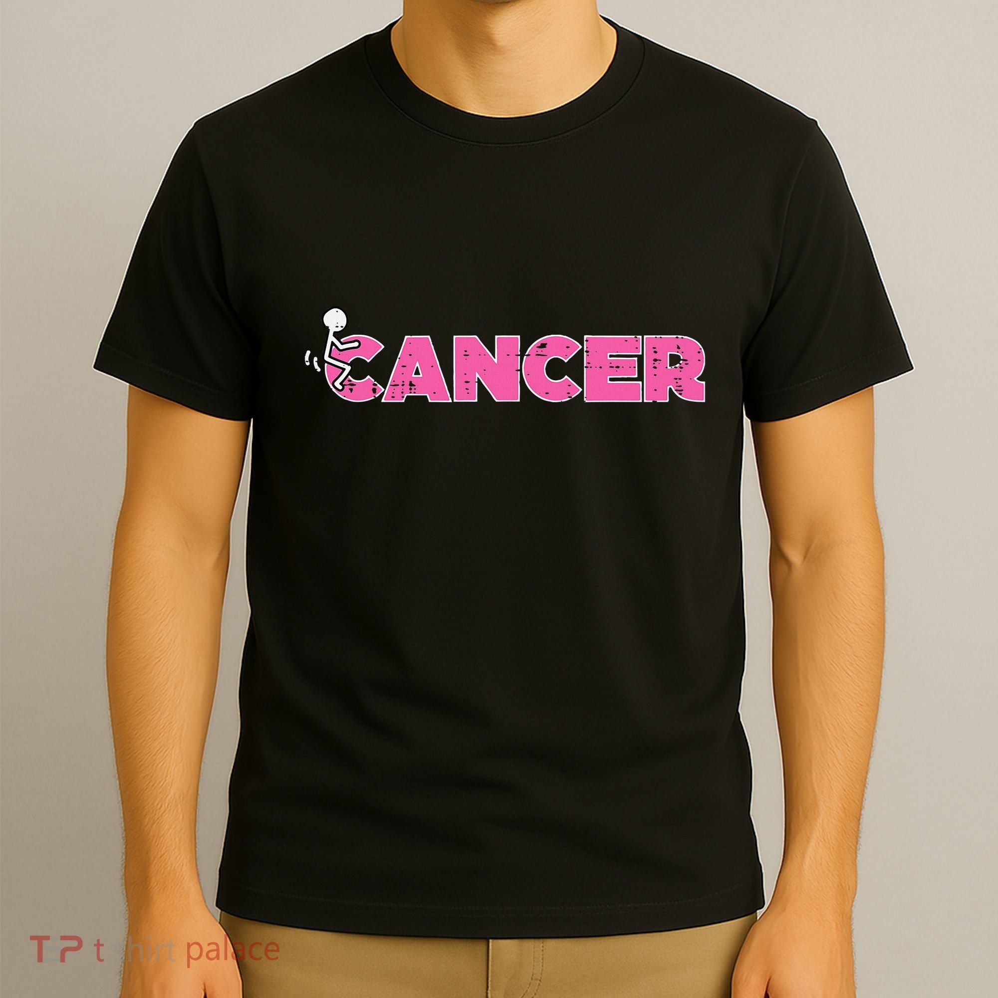Fuck Breast Cancer Stick Figure Pink Ribbon Awareness T-Shirt
