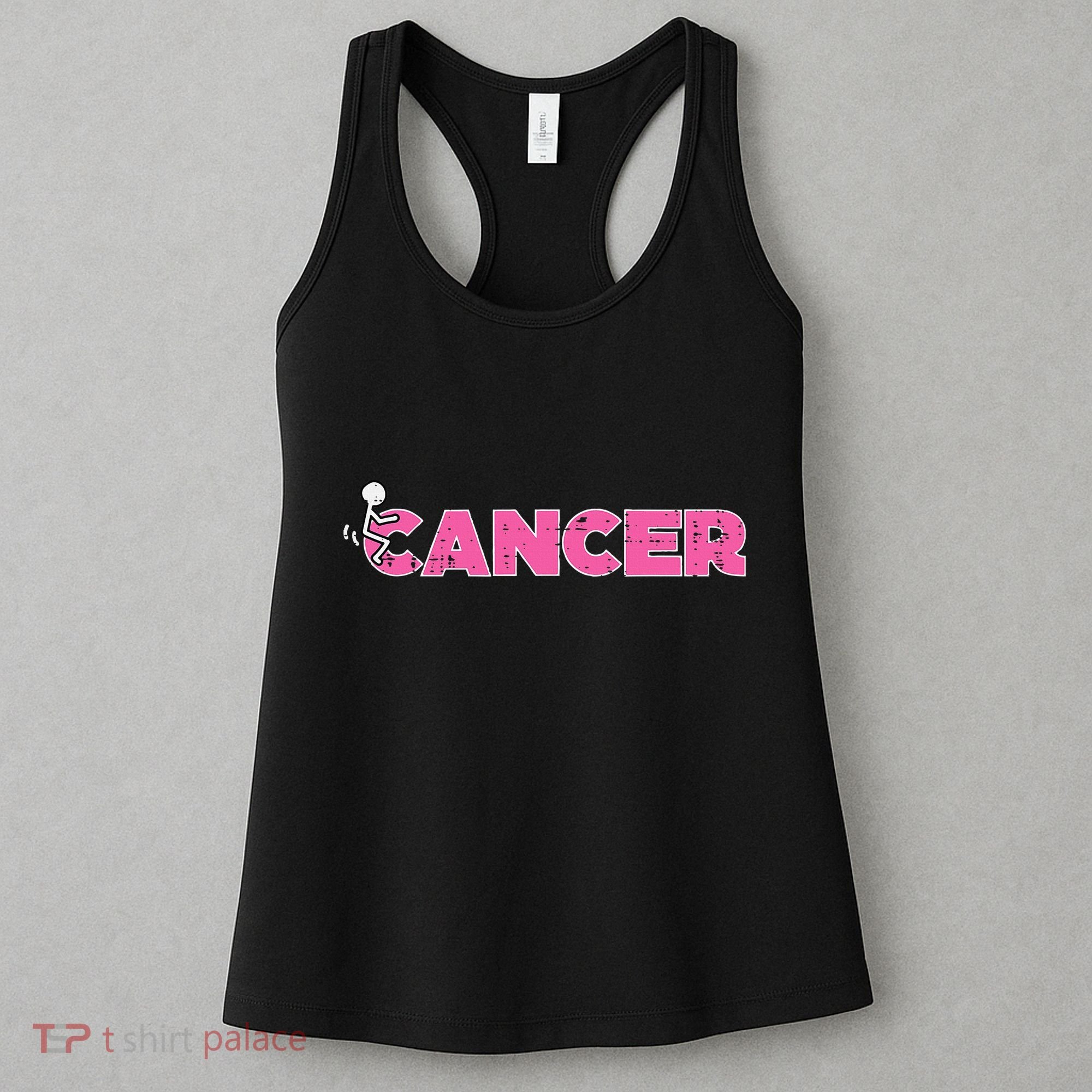 Fuck Breast Cancer Stick Figure Pink Ribbon Awareness Women's Tank Top