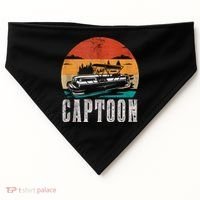 Funny Boating Captoon Pontoon Tritoon Captain Pontoon Boat USA-Made Doggie Bandana thumb 0