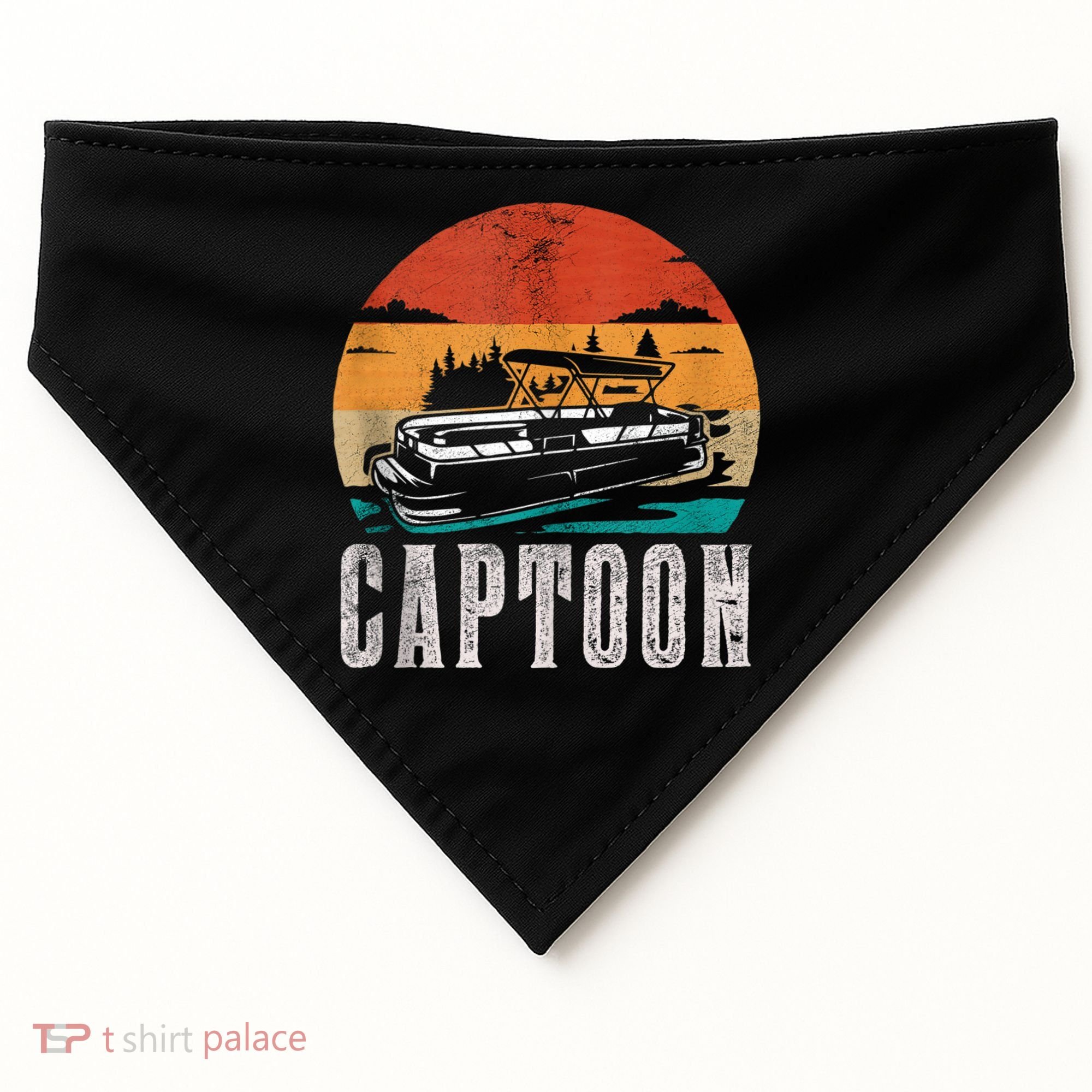 Funny Boating Captoon Pontoon Tritoon Captain Pontoon Boat USA-Made Doggie Bandana