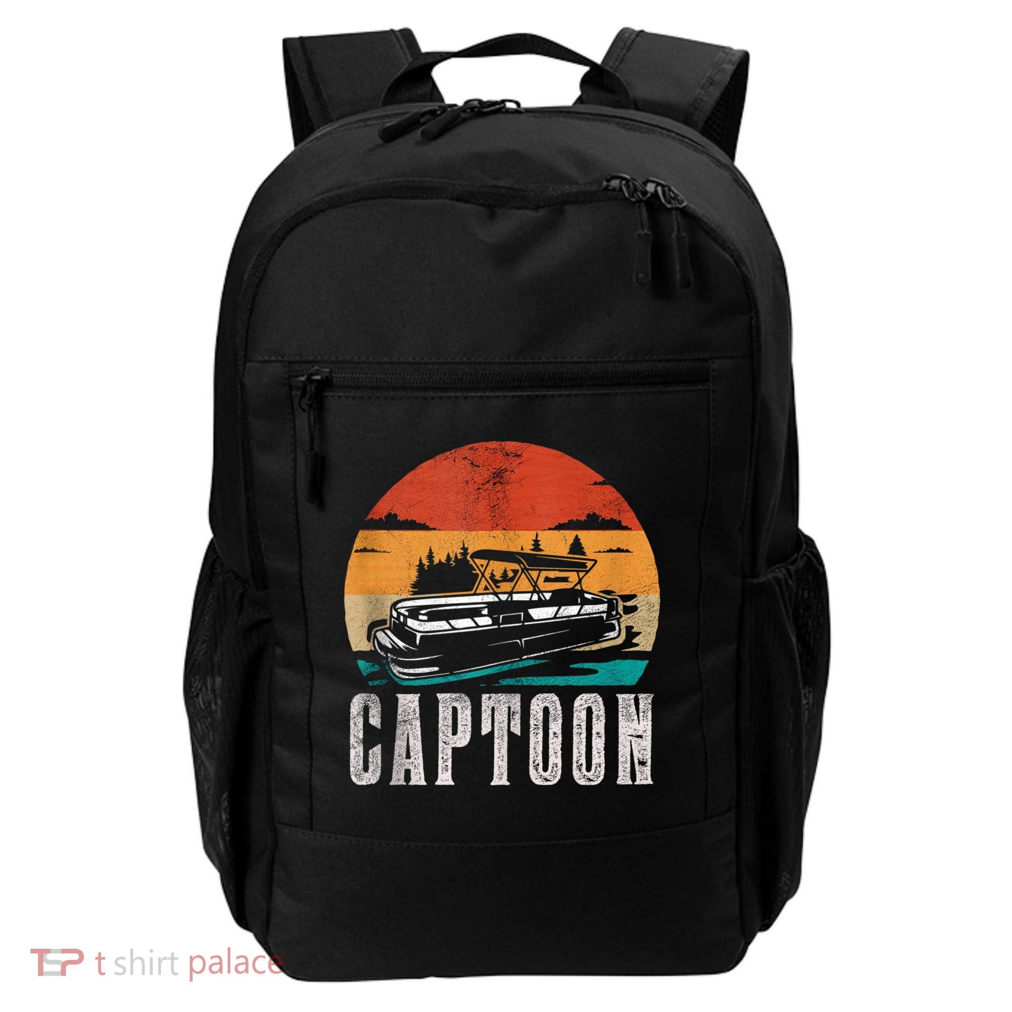 Funny Boating Captoon Pontoon Tritoon Captain Pontoon Boat Backpack