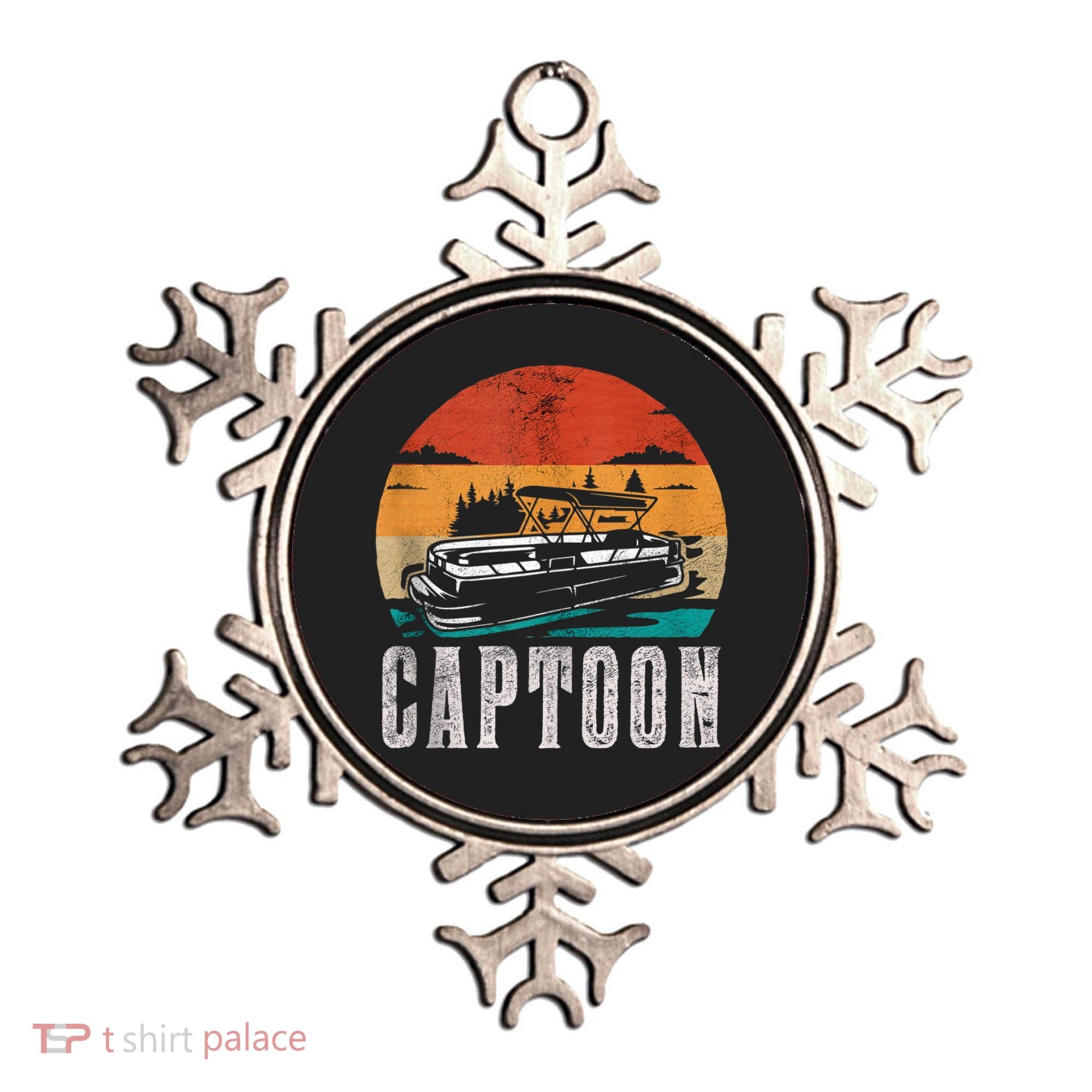 Funny Boating Captoon Pontoon Tritoon Captain Pontoon Boat Ornament