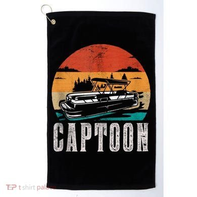 Funny Boating Captoon Pontoon Tritoon Captain Pontoon Boat Golf Towel