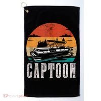 Funny Boating Captoon Pontoon Tritoon Captain Pontoon Boat Golf Towel thumb 0