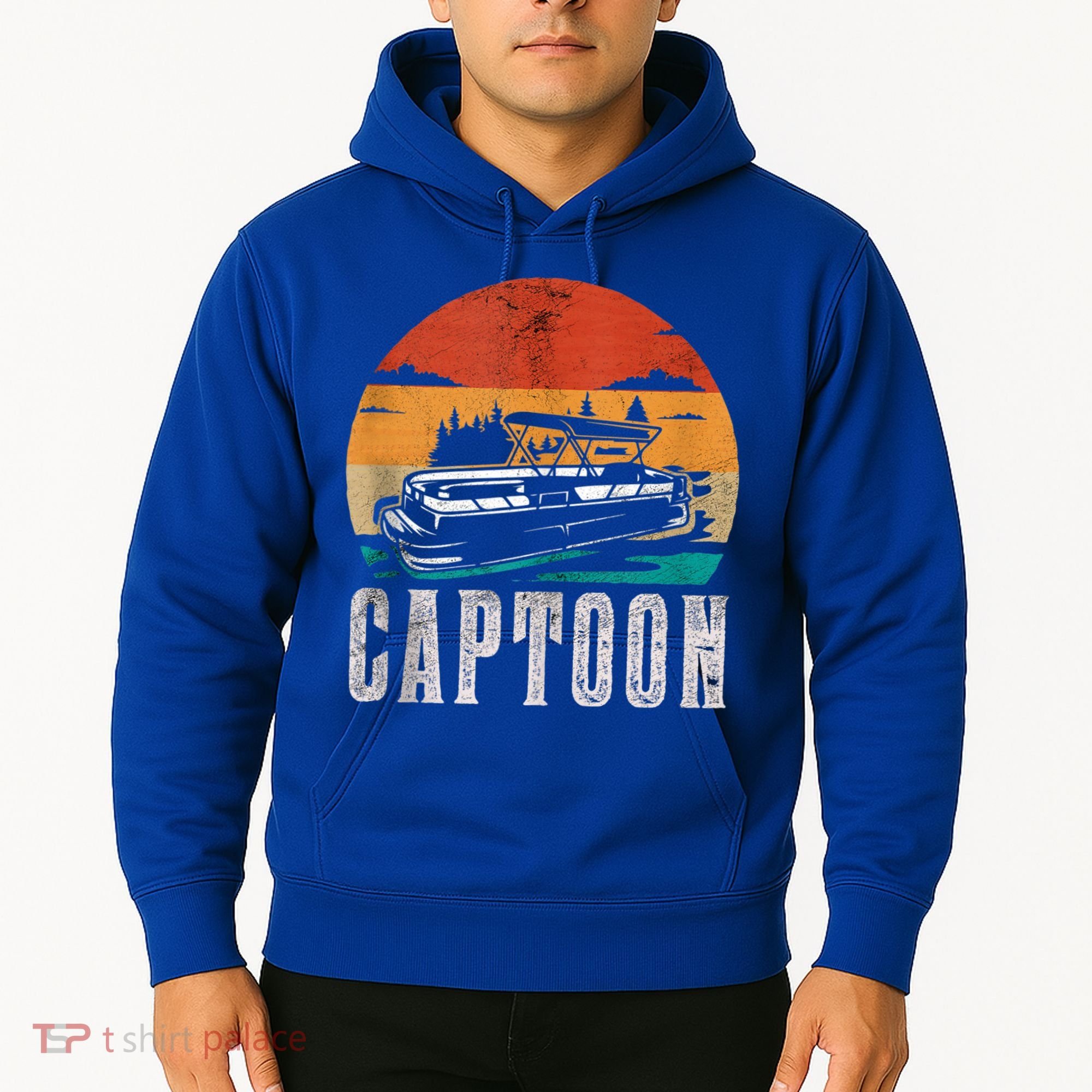 Funny Boating Captoon Pontoon Tritoon Captain Pontoon Boat Hoodie