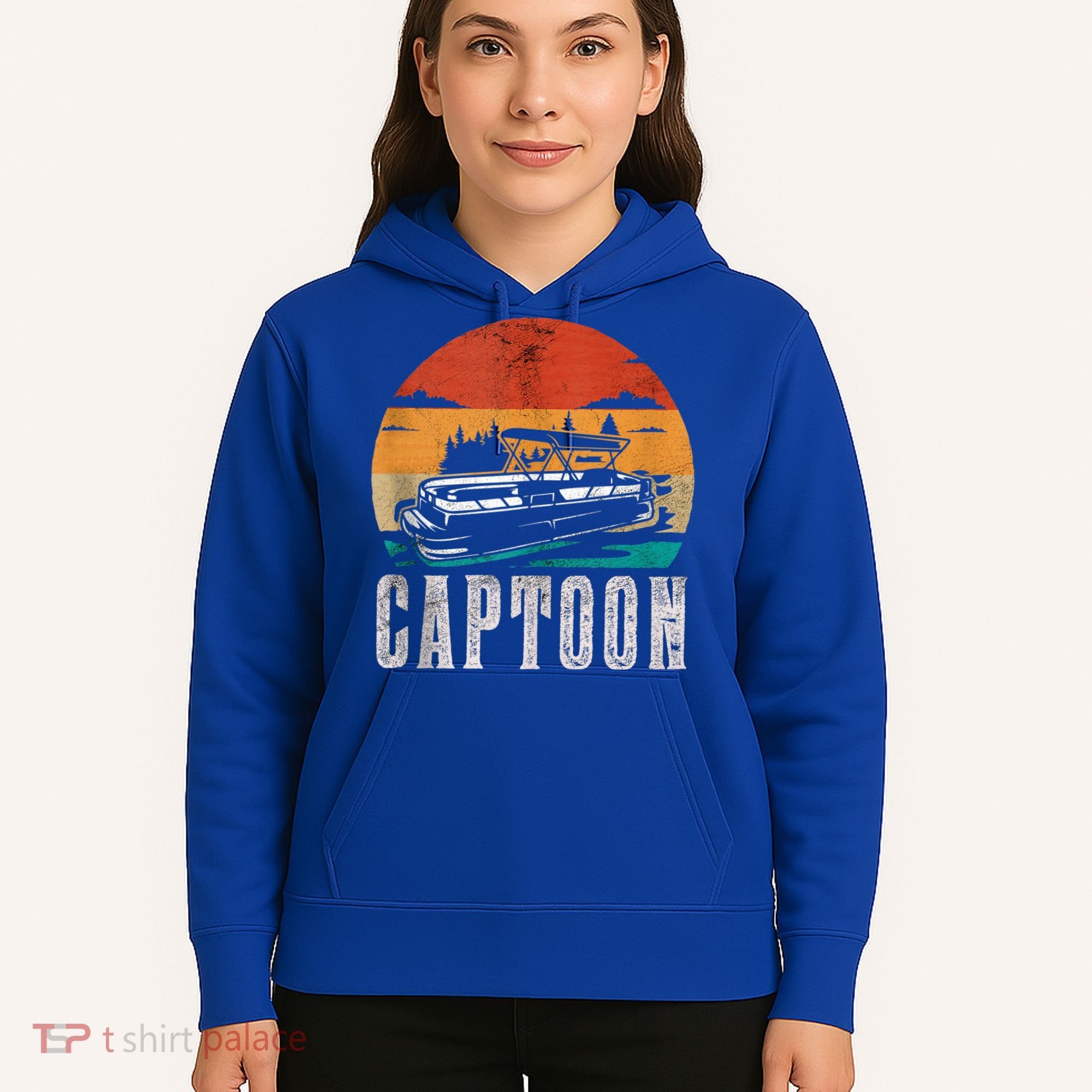 Funny Boating Captoon Pontoon Tritoon Captain Pontoon Boat Hoodie