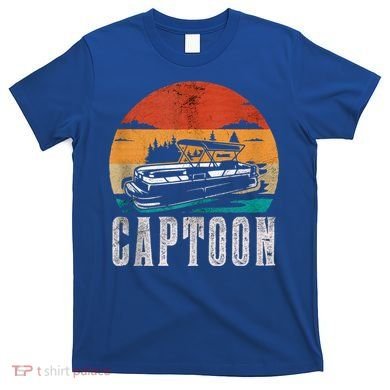 Funny Boating Captoon Pontoon Tritoon Captain Pontoon Boat T-Shirt