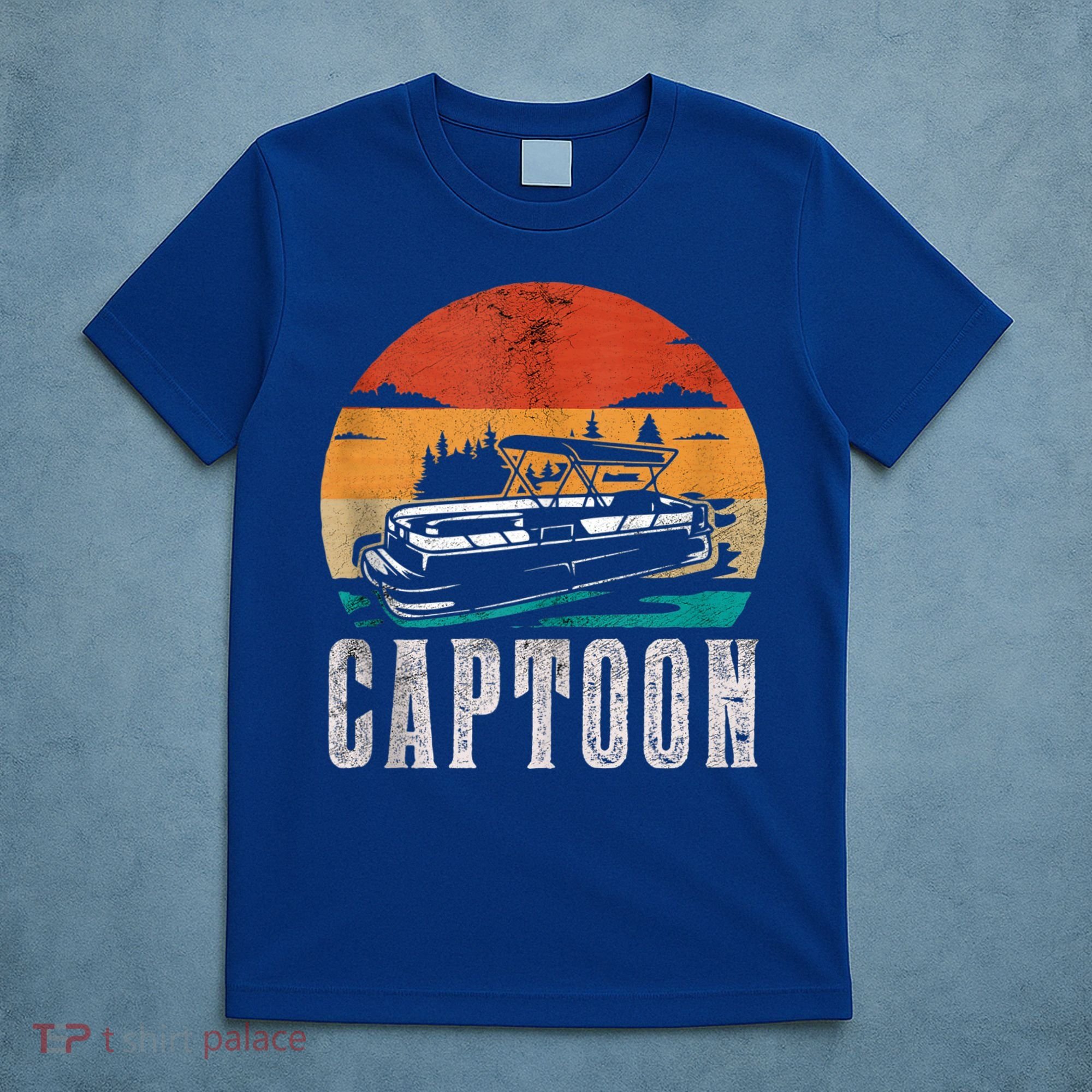 Funny Boating Captoon Pontoon Tritoon Captain Pontoon Boat T-Shirt