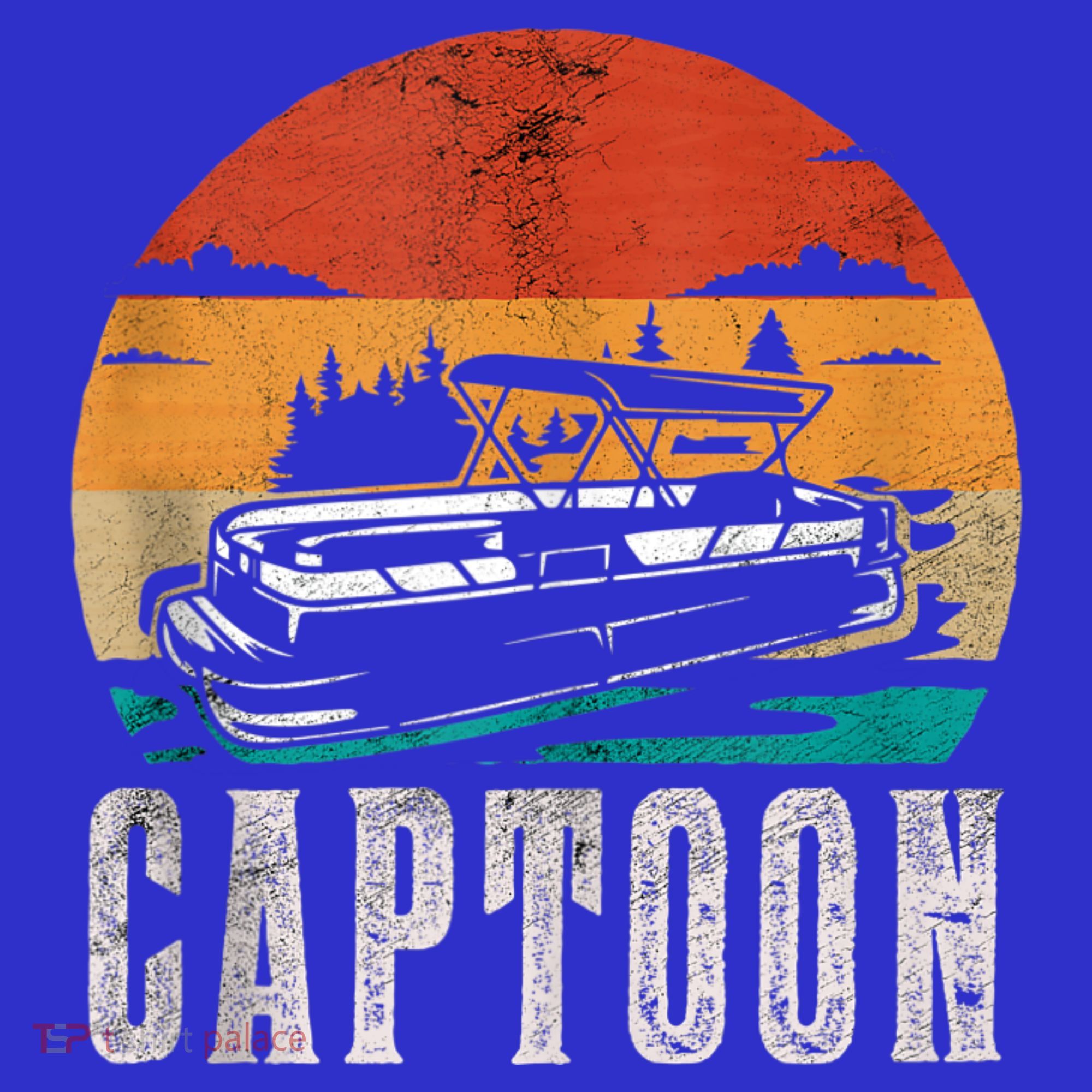 Funny Boating Captoon Pontoon Tritoon Captain Pontoon Boat T-Shirt