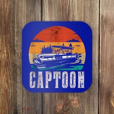 Funny Boating Captoon Pontoon Tritoon Captain Pontoon Boat Coaster