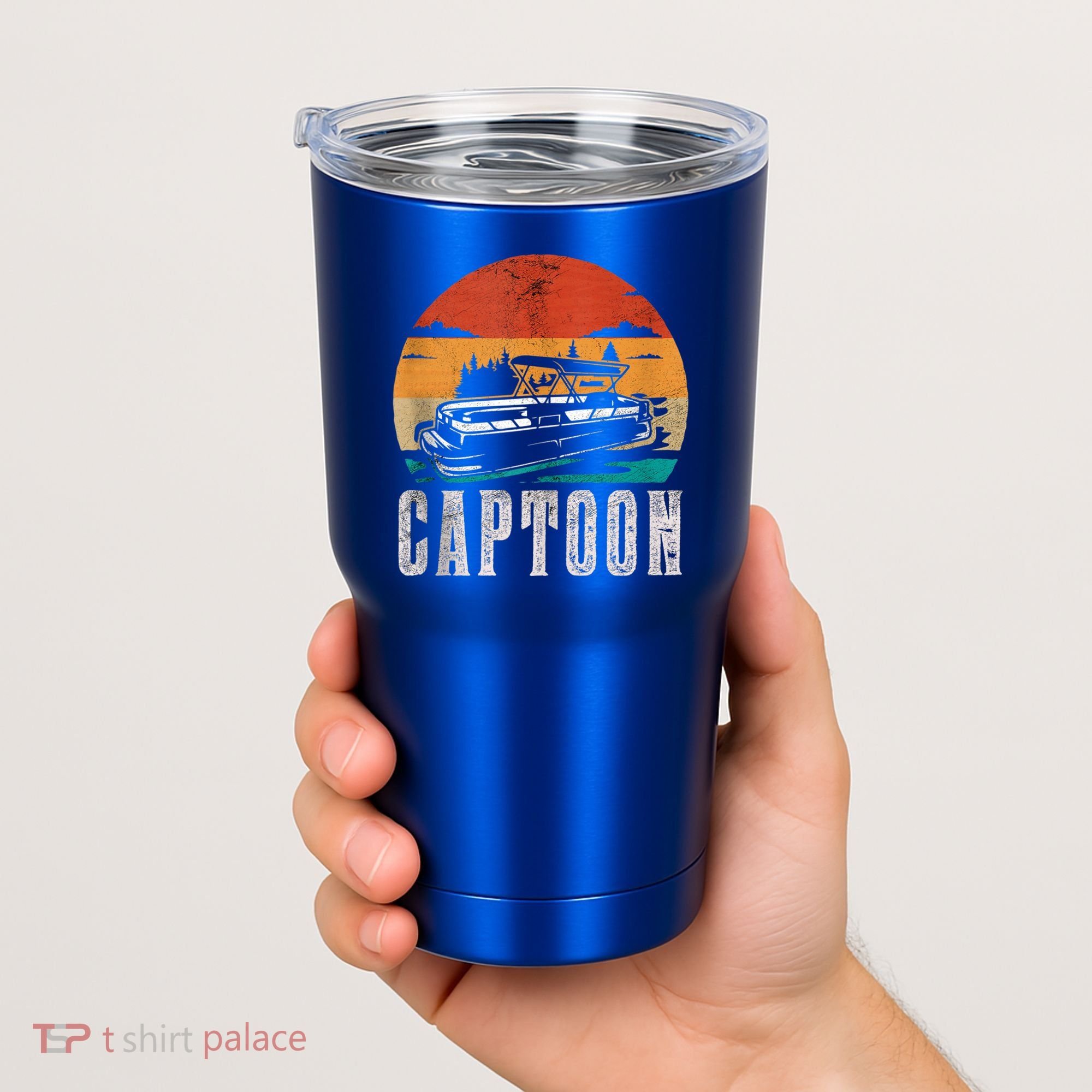 Funny Boating Captoon Pontoon Tritoon Captain Pontoon Boat Tumbler