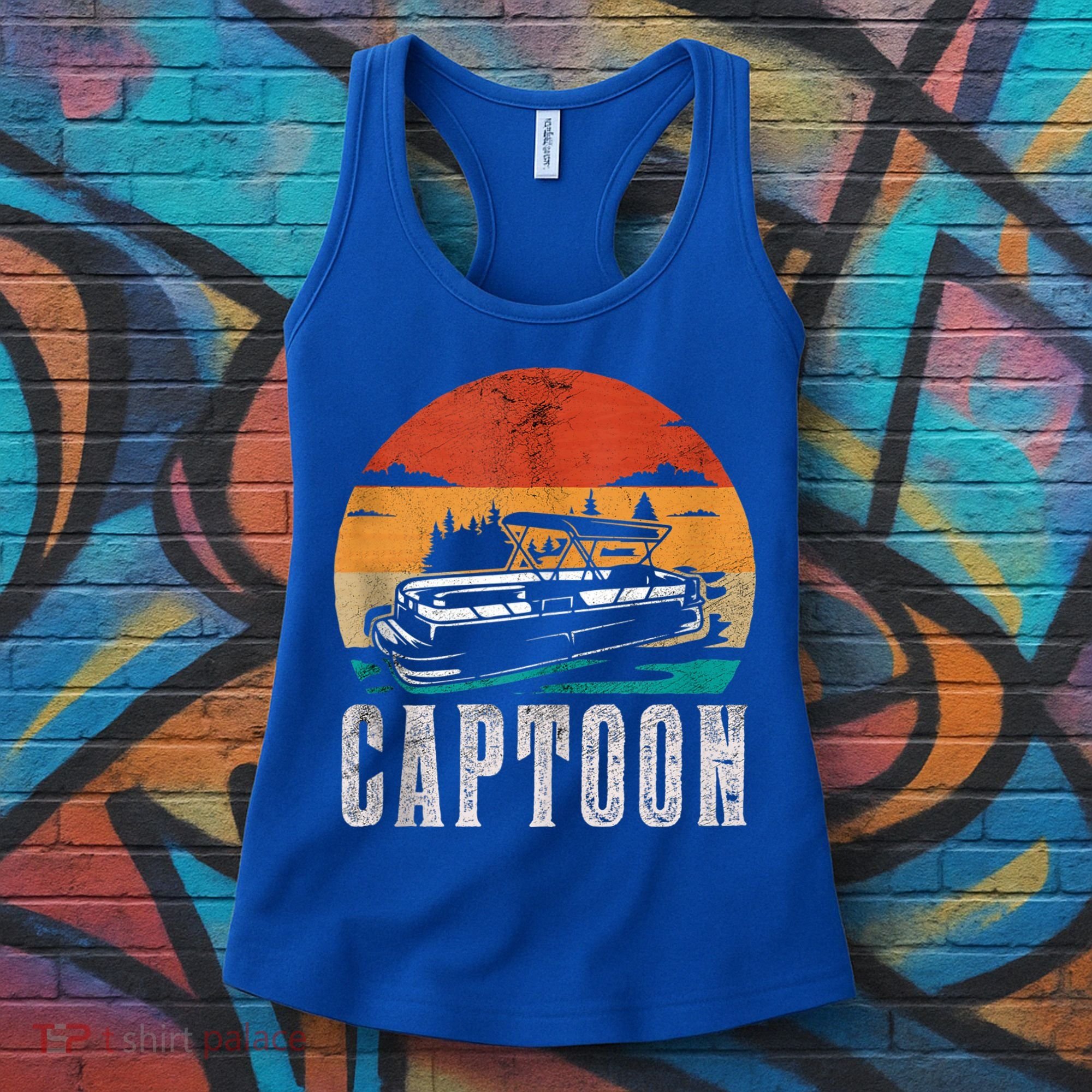 Funny Boating Captoon Pontoon Tritoon Captain Pontoon Boat Women's Tank Top
