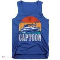 Funny Boating Captoon Pontoon Tritoon Captain Pontoon Boat Tank Top thumb 0