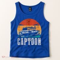 Funny Boating Captoon Pontoon Tritoon Captain Pontoon Boat Tank Top thumb 2