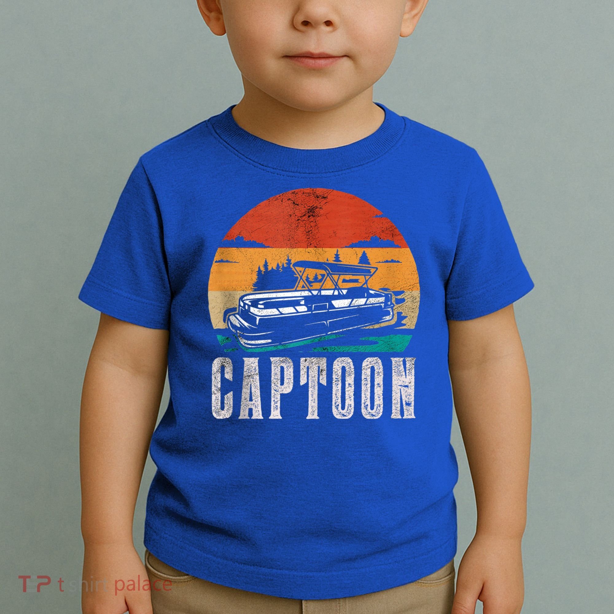 Funny Boating Captoon Pontoon Tritoon Captain Pontoon Boat Toddler T-Shirt