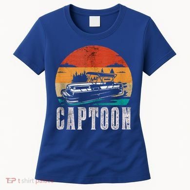 Funny Boating Captoon Pontoon Tritoon Captain Pontoon Boat Women's T-Shirt