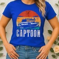 Funny Boating Captoon Pontoon Tritoon Captain Pontoon Boat Women's T-Shirt thumb 2