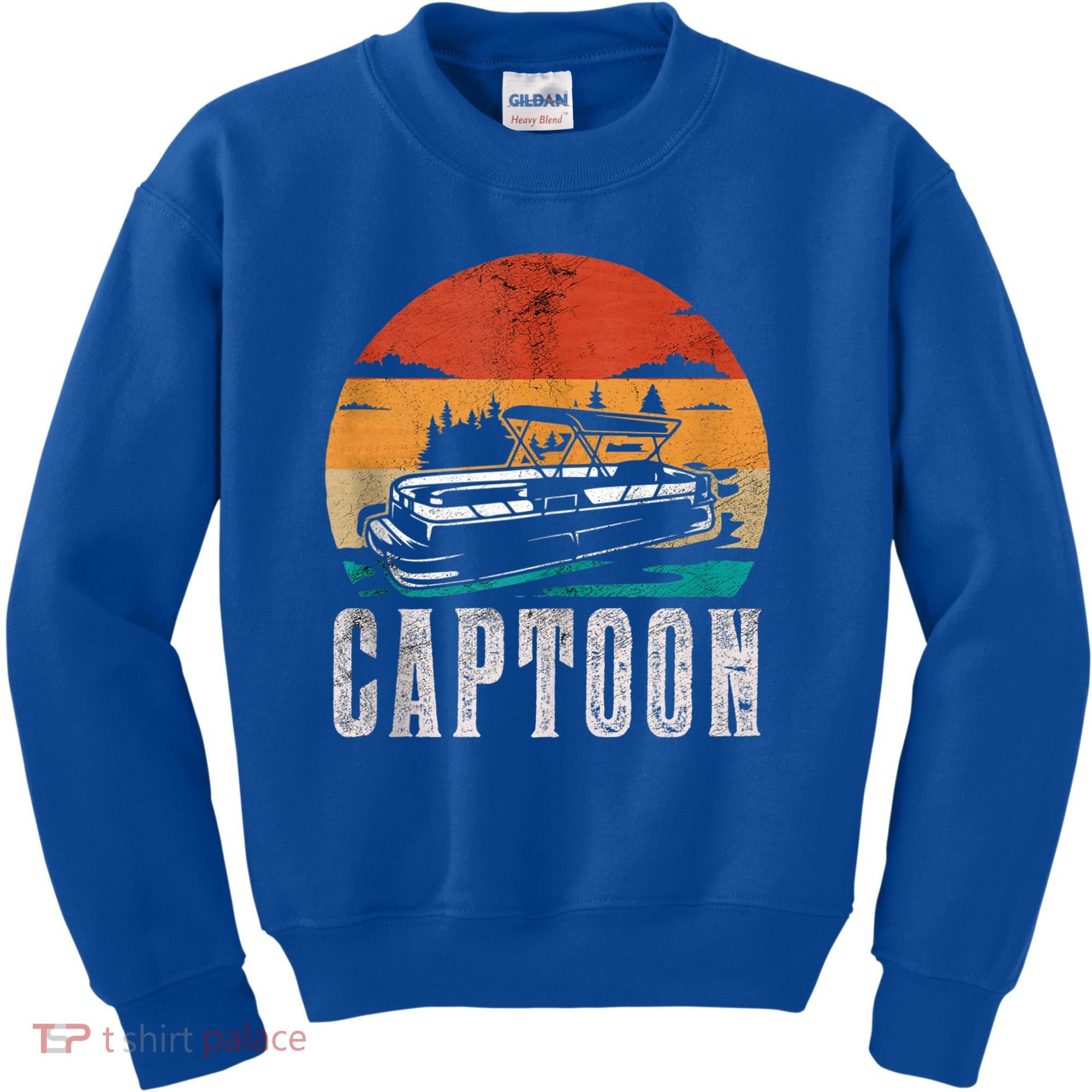 Funny Boating Captoon Pontoon Tritoon Captain Pontoon Boat Kids Sweatshirt