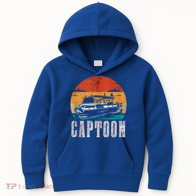 Funny Boating Captoon Pontoon Tritoon Captain Pontoon Boat Kids Hoodie