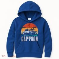 Funny Boating Captoon Pontoon Tritoon Captain Pontoon Boat Kids Hoodie thumb 0