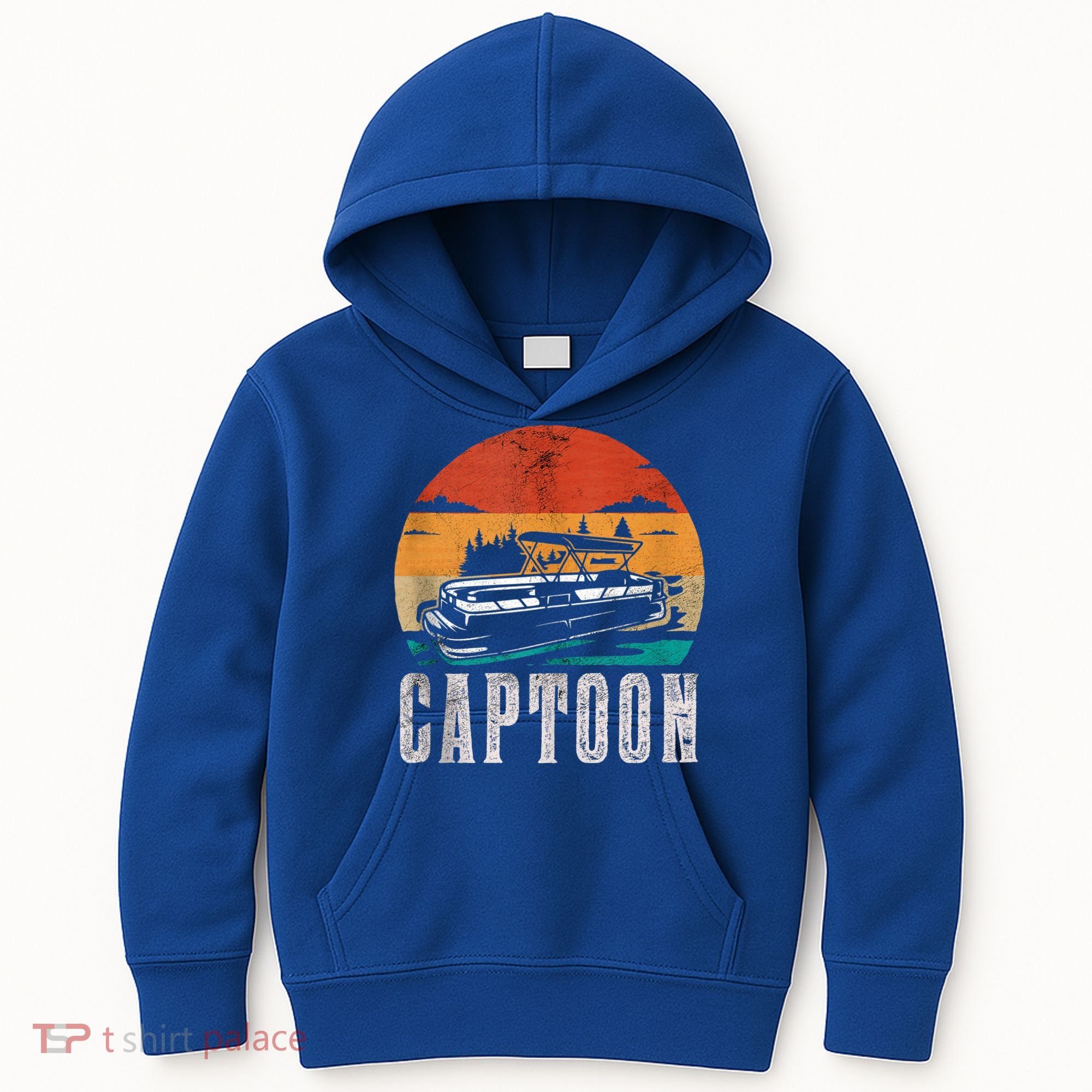 Funny Boating Captoon Pontoon Tritoon Captain Pontoon Boat Kids Hoodie