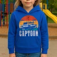 Funny Boating Captoon Pontoon Tritoon Captain Pontoon Boat Kids Hoodie thumb 3