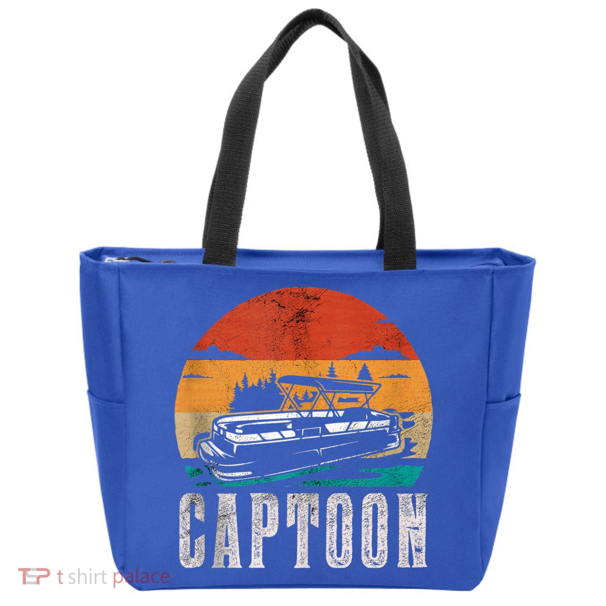 Funny Boating Captoon Pontoon Tritoon Captain Pontoon Boat Tote Bag