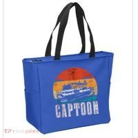 Funny Boating Captoon Pontoon Tritoon Captain Pontoon Boat Tote Bag thumb 2