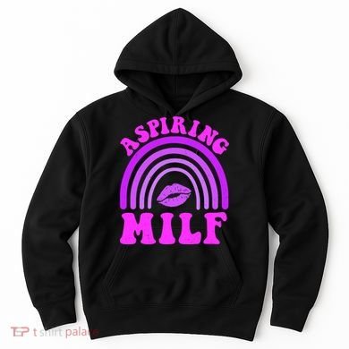 Funny Breast Cancer Aspiring Milf Retro Rainbow Hoodie