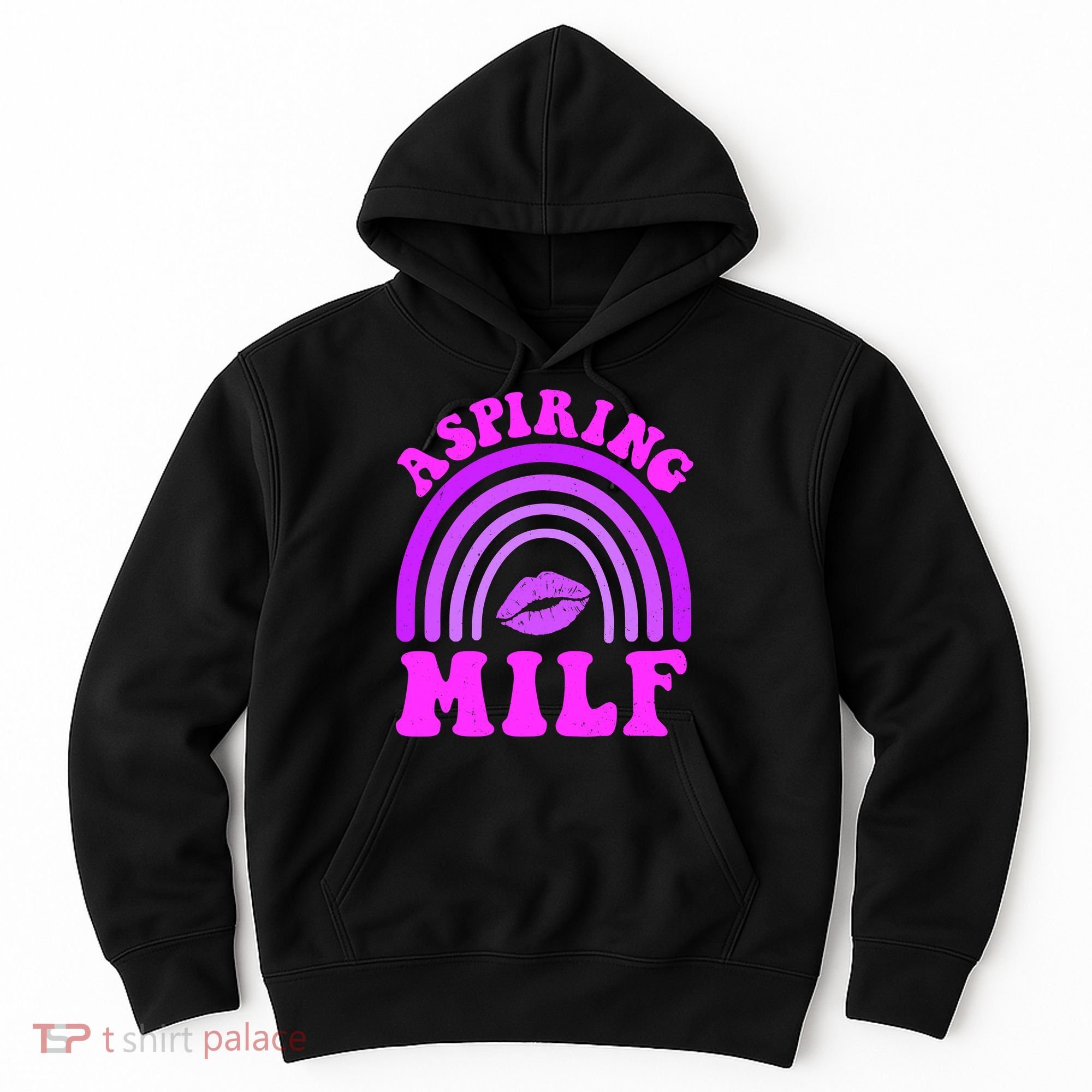 Funny Breast Cancer Aspiring Milf Retro Rainbow Hoodie