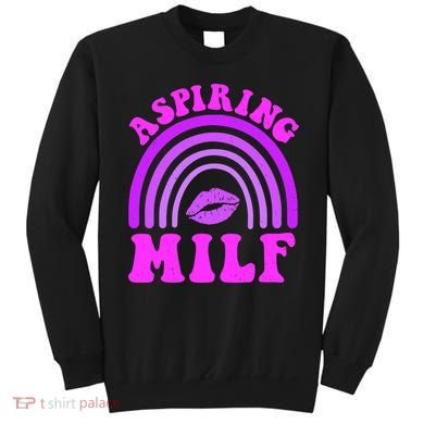Funny Breast Cancer Aspiring Milf Retro Rainbow Sweatshirt