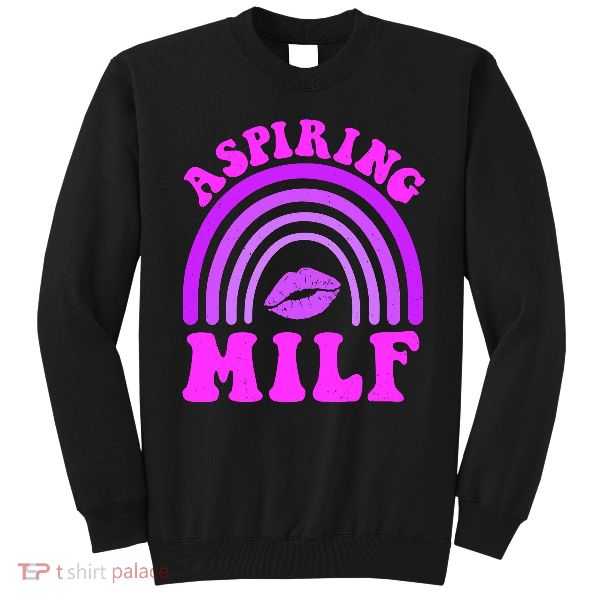 Funny Breast Cancer Aspiring Milf Retro Rainbow Sweatshirt