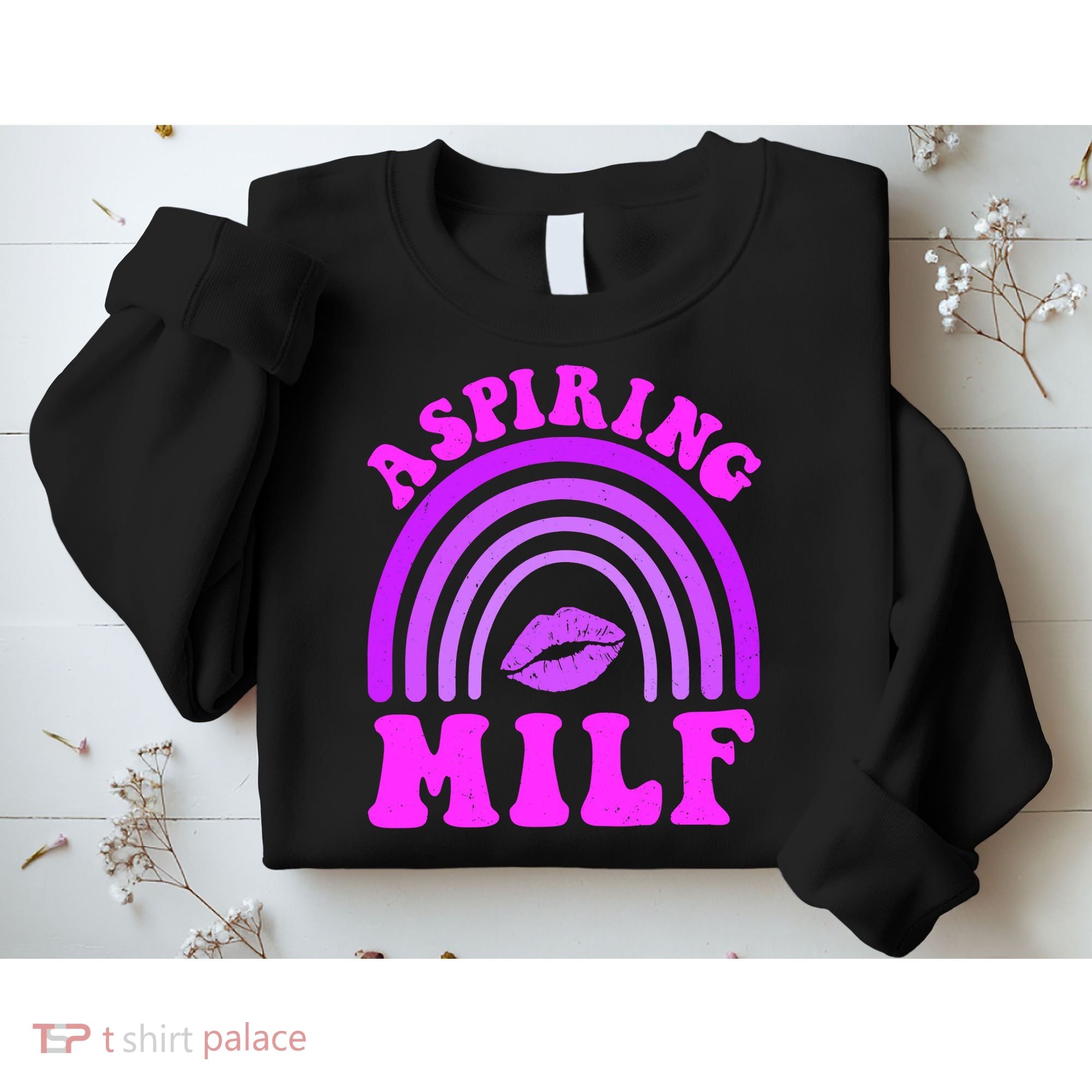 Funny Breast Cancer Aspiring Milf Retro Rainbow Sweatshirt