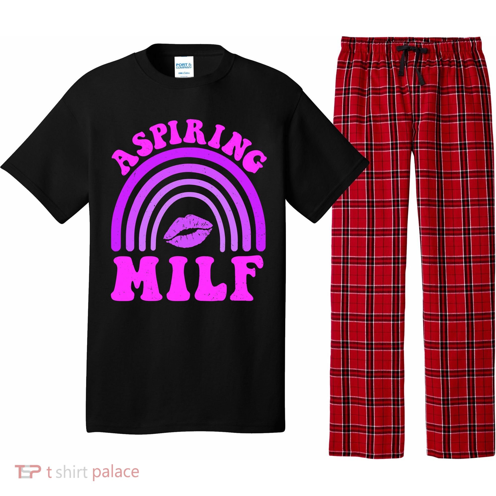 Funny Breast Cancer Aspiring Milf Retro Rainbow Pajama Set