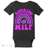 Funny Breast Cancer Aspiring Milf Retro Rainbow Baby Bodysuit thumb 0